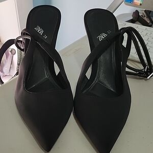 Zara Black Strappy Heels